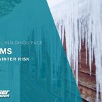 a building with an ice dam shown