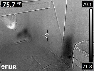 Infrared image of moisture behind a wall
